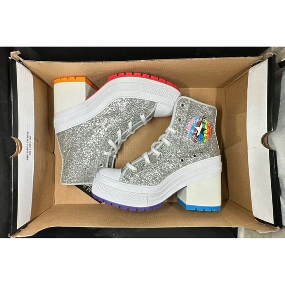 Rare CONVERSE CHUCK 70 DELUXE 10.5 Wmn Shoes Heel Boots Platform Glitter A06028C - Picture 8 of 12